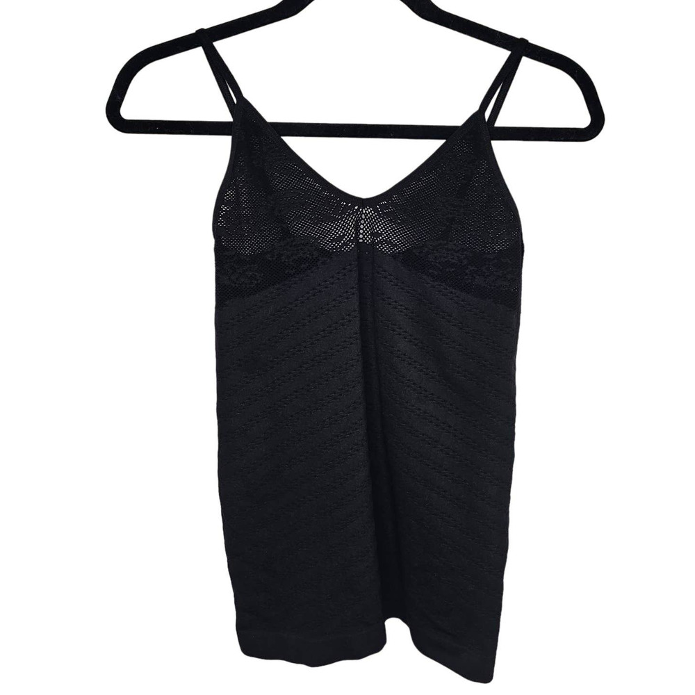 E by Eloise Black Tank Top Small Size Lace Sheer Pattern Seamless Anthropologie